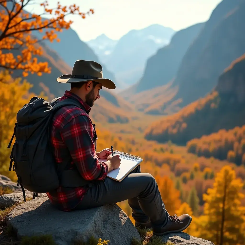 Горный ручей, журчащий среди камней и зелени на склонах