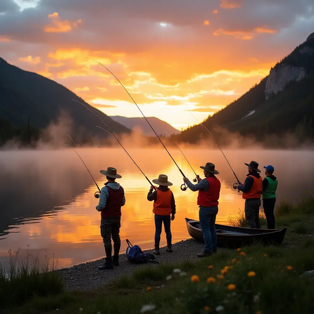 Горы, покрытые снежными шапками, отражающиеся в озере